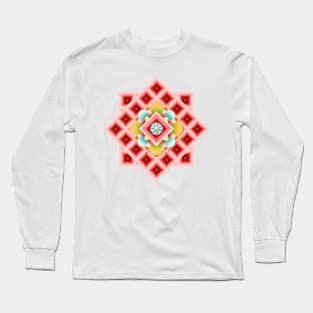 Red Ombre Geometric Long Sleeve T-Shirt